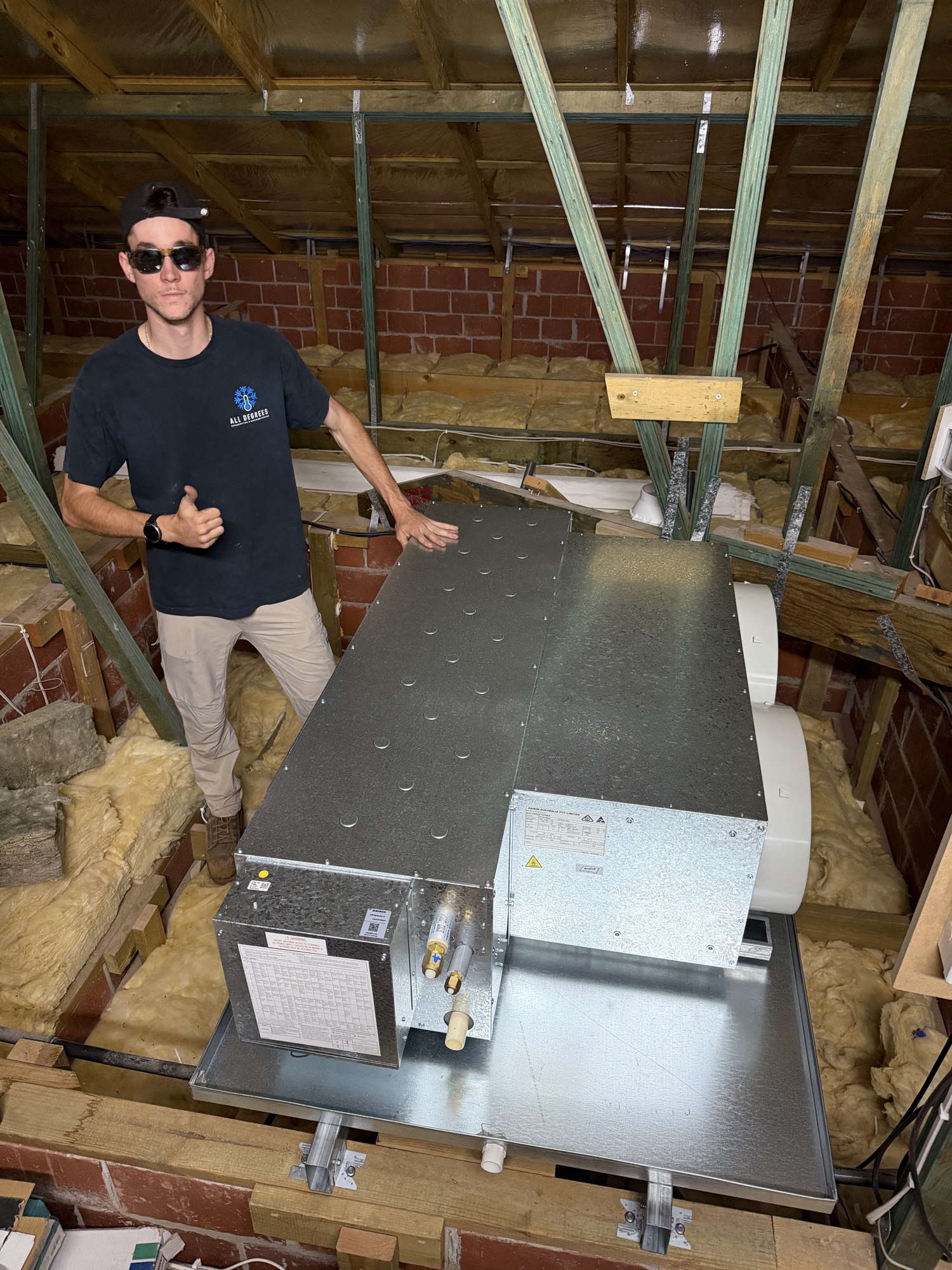 Dallas from All Degrees with a newly installed ducted air conditioning system in a Perth roof cavity